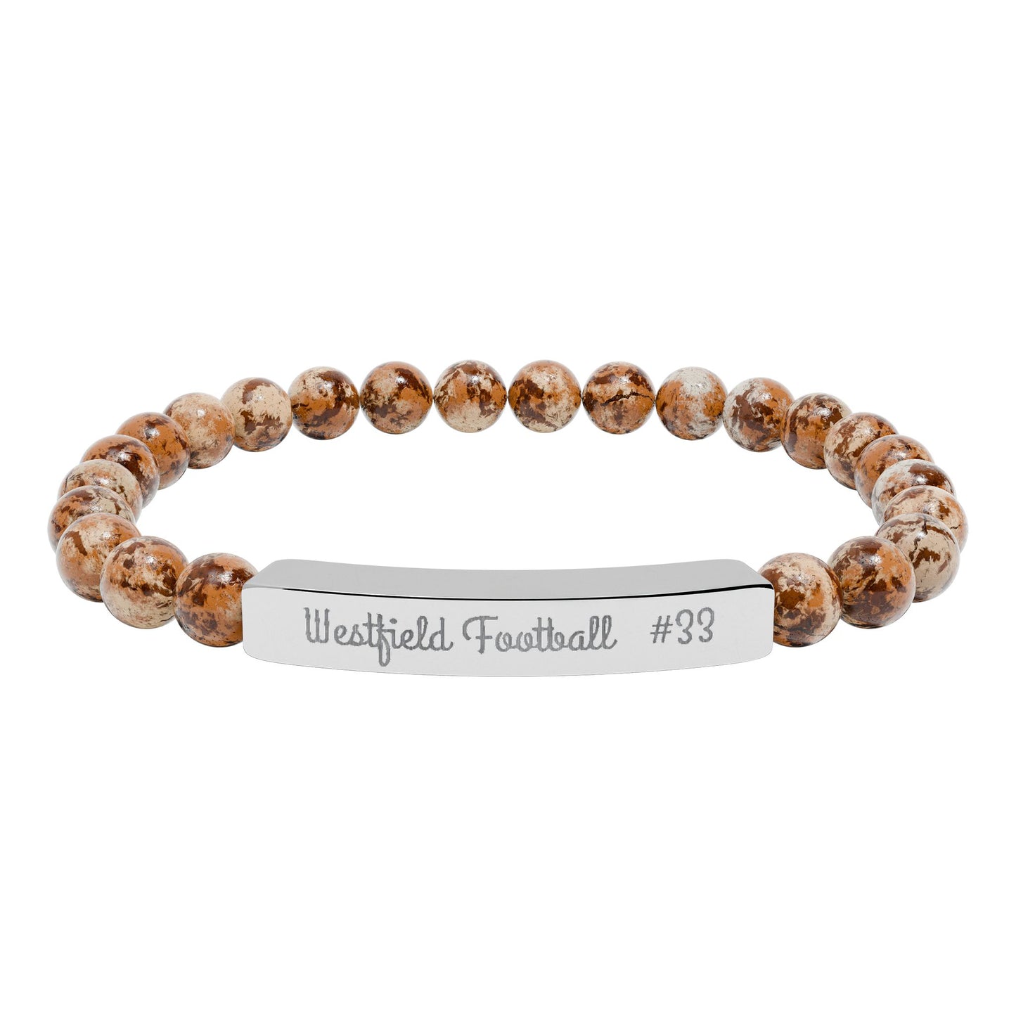 Natural Stone Stretch Bar Bracelet (Engraving)