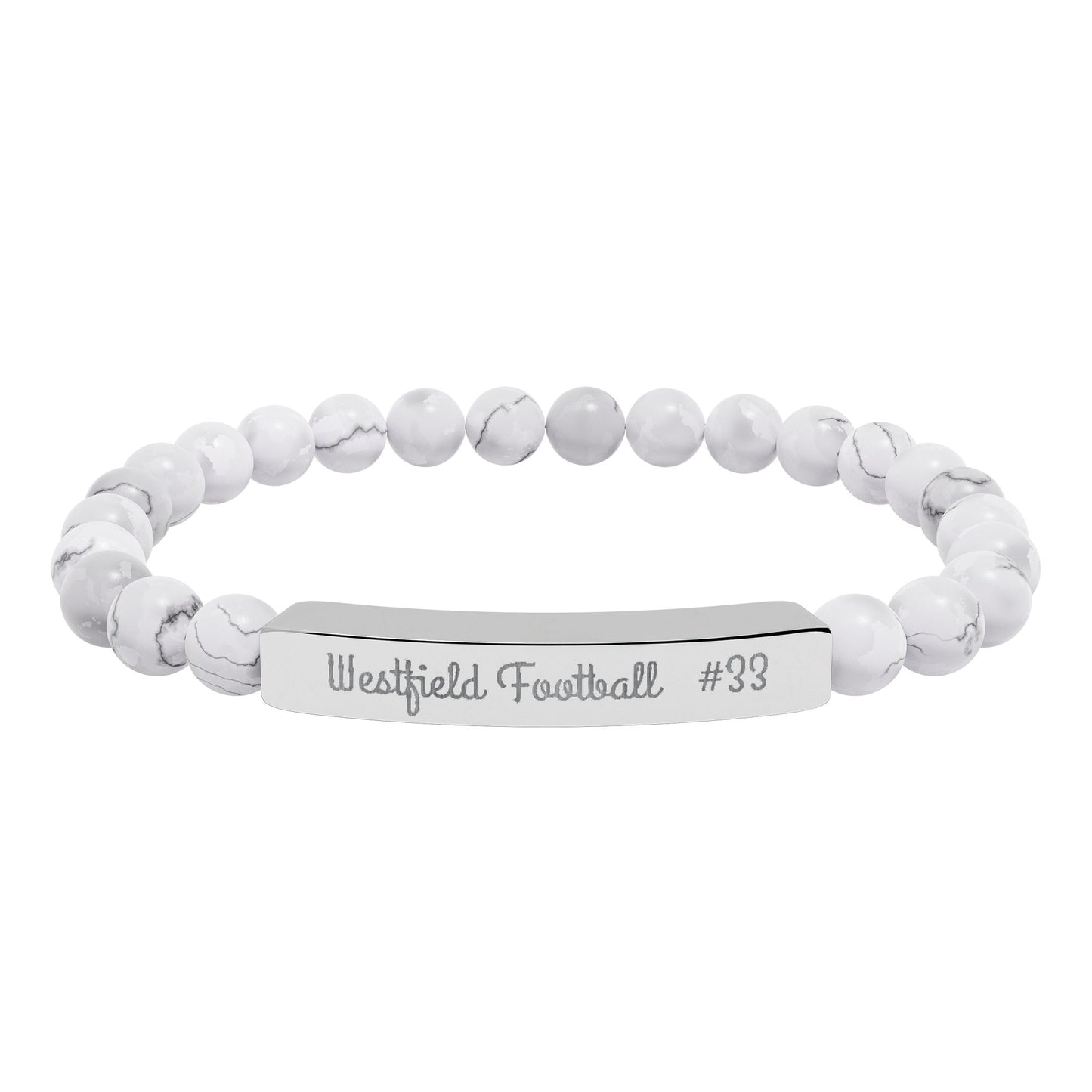 Natural Stone Stretch Bar Bracelet (Engraving)