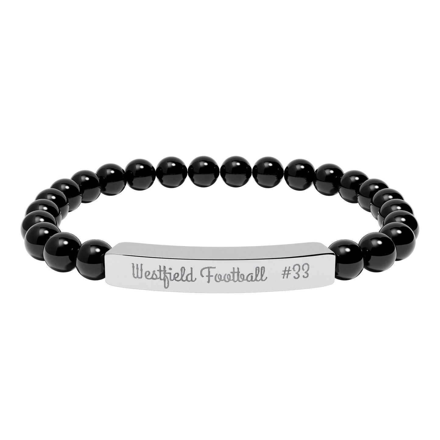 Natural Stone Stretch Bar Bracelet (Engraving)