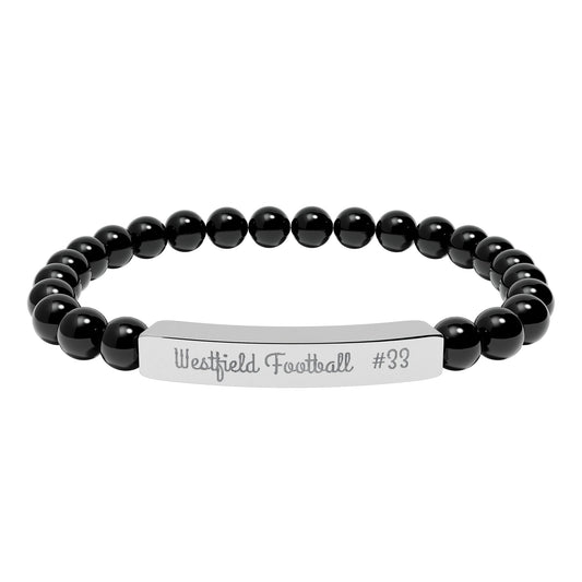 Natural Stone Stretch Bar Bracelet (Engraving)