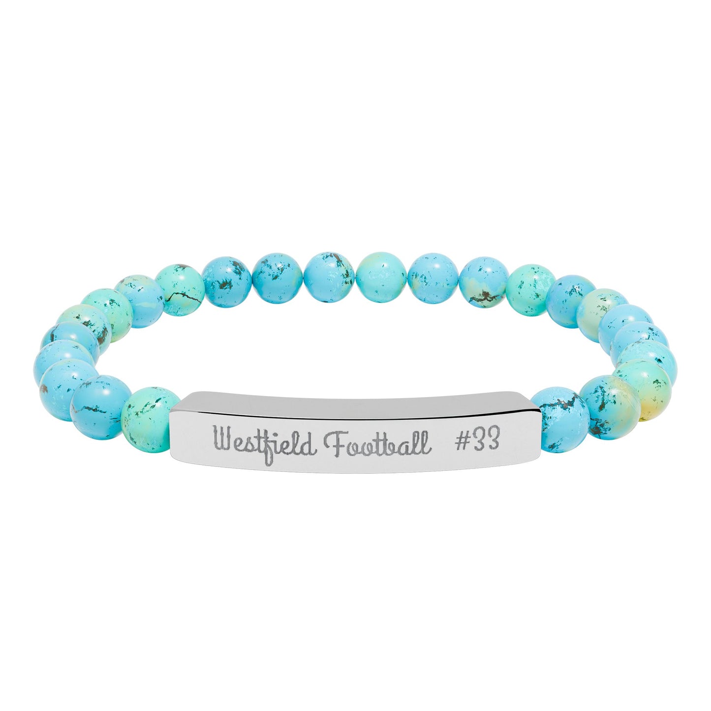 Natural Stone Stretch Bar Bracelet (Engraving)