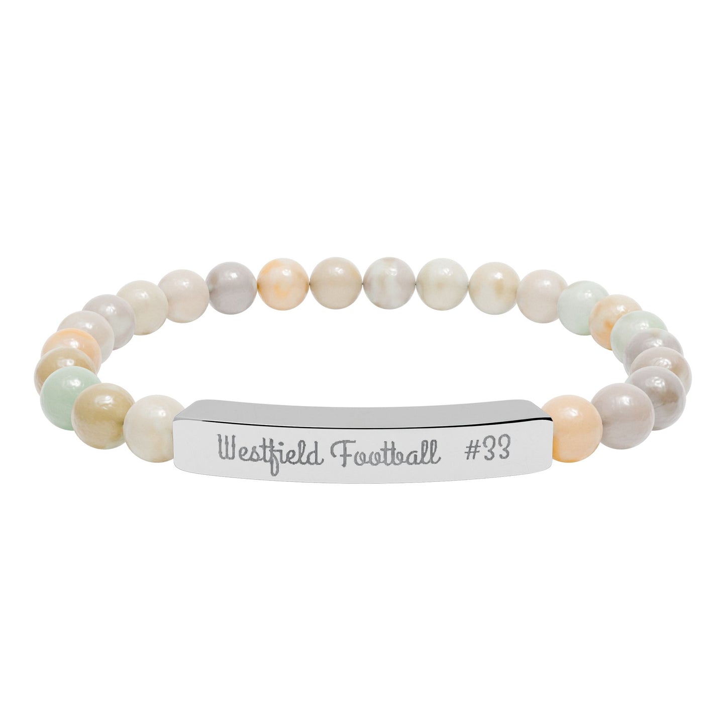 Natural Stone Stretch Bar Bracelet (Engraving)